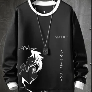 Men Full Sleeve Black-White Contrast Graphic T-shirt