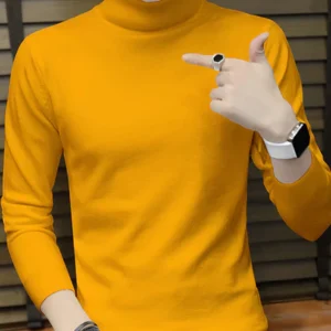 Men High Neck Plain White Full Hand T-shirt 200 rs