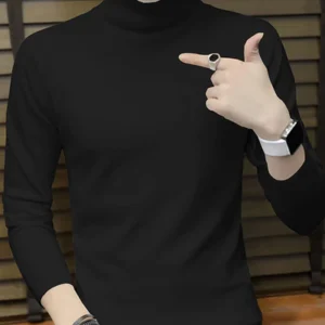 Men High Neck Plain White Full Hand T-shirt 200 rs