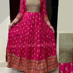 Women Anarkali Janki Pink Jaipur Kurti